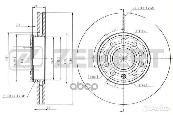 Диск торм. перед. Audi 100 90- A4 I-III 95- A