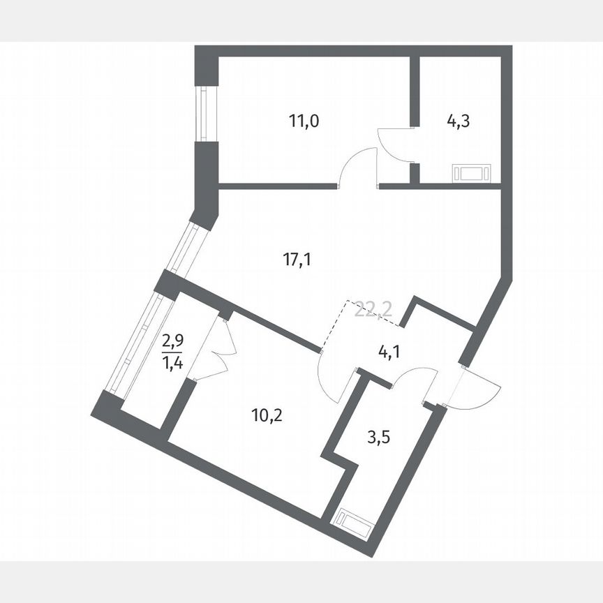 2-к. квартира, 51,8 м², 5/12 эт.