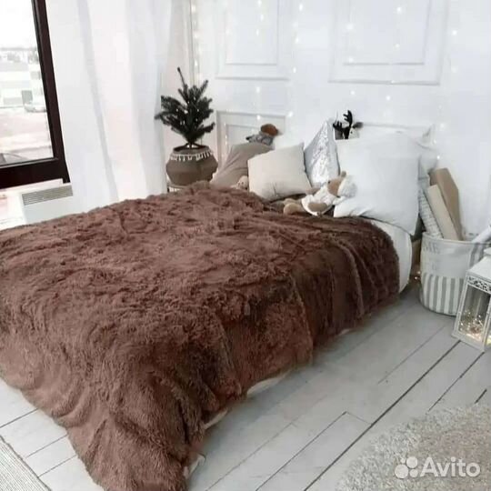 Покрывало плед с длинной ворсой