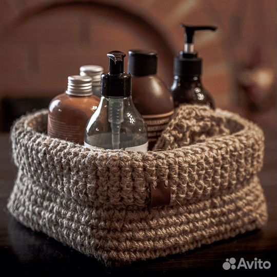 Корзинка ручной работы из джута 25*25