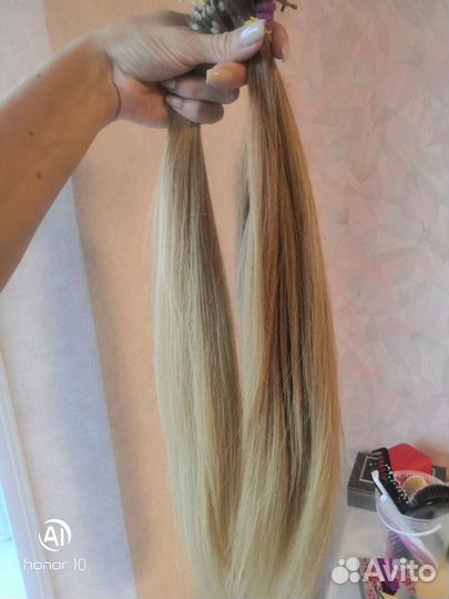 Волосы для наращивания 60 см омбре и блонд