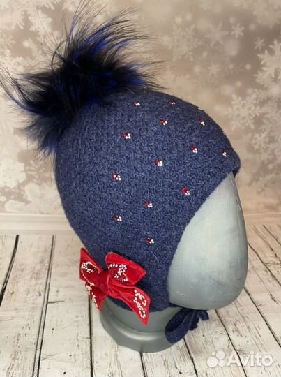 Шапка синяя новая шерсть Mothercare Kotik Totti