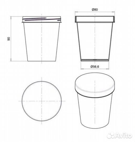 Баночка шарм 250 гр 250/80, белая крышка, 90 шт