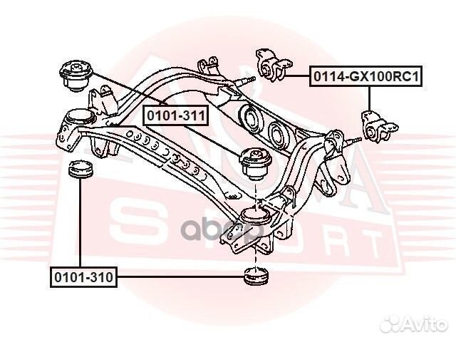 Подушка задней рамы 0114-GX100RC1 asva