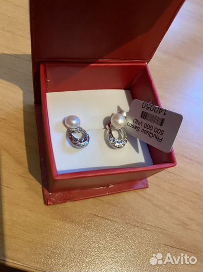 Серьги с натуральным жемчугом