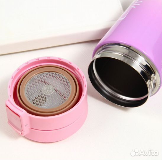 Термокружка розовая и морская волна