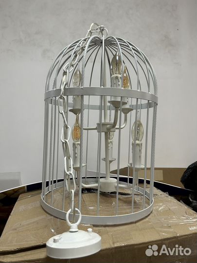 Люстра декоративная клетка металлическая