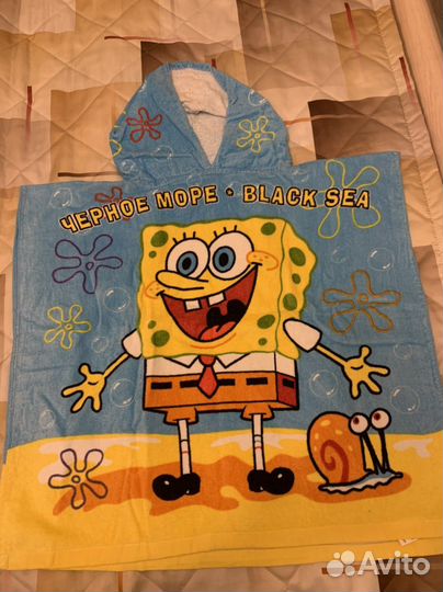 Полотенце пончо новое детское с капюшоном