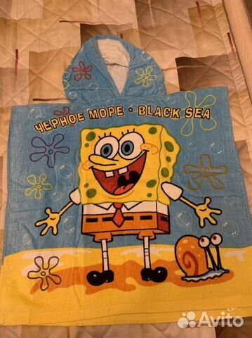 Полотенце пончо новое детское с капюшоном