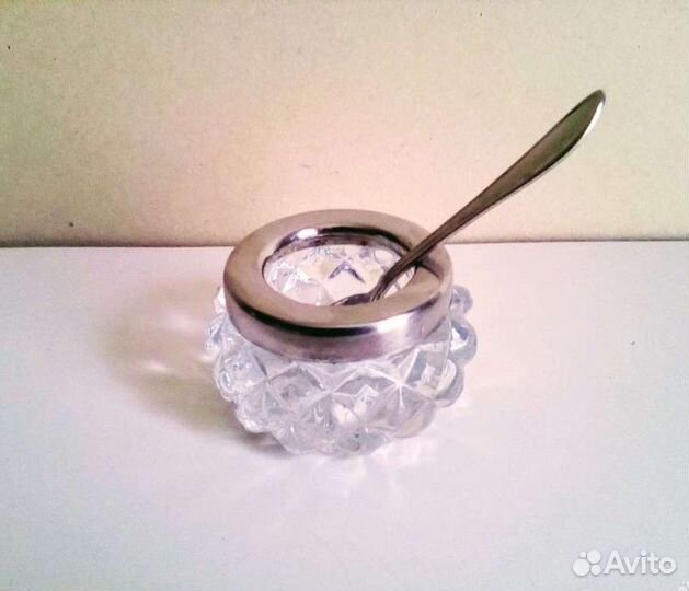 Солонка хрустальная с ложкой СССР
