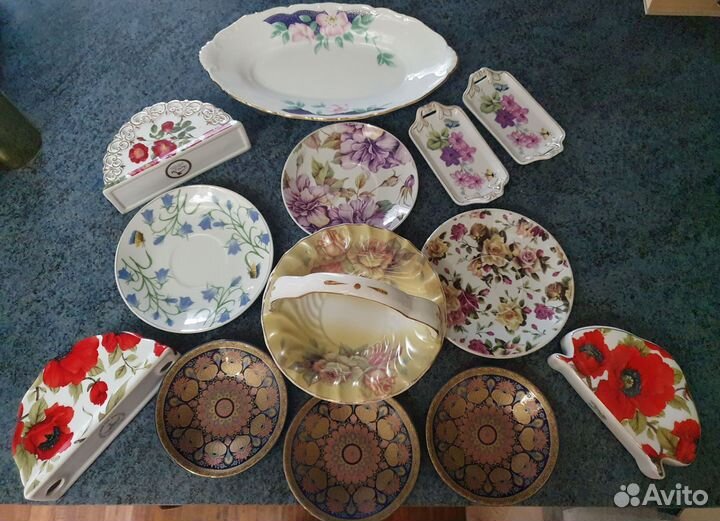 Посуда блюдо салфетницы блюдцы чашки Чехия Китай