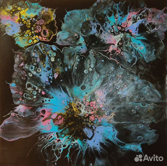 Картина жидкий акрил 40х40 абстракция