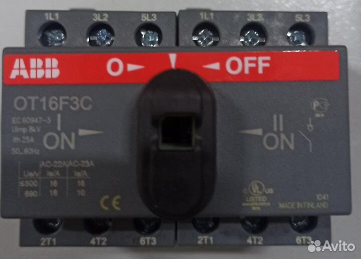 Реверсивный рубильник abb ot16f3c