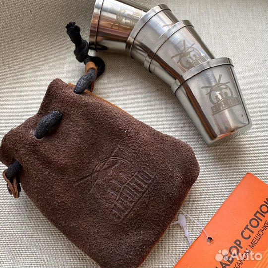 Набор стопок в кожаном мешочке Expedition