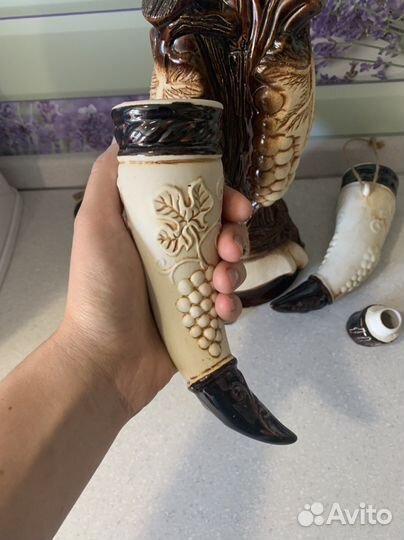 Штоф с рюмками в виде рога