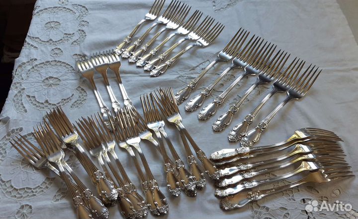 Вилки, ложки, ножи серебряная роза