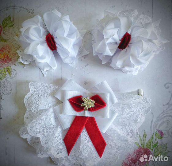 Жабо школьное для девочки +банты