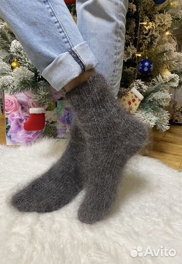 Носки пуховые серые для мужчин износостойкие