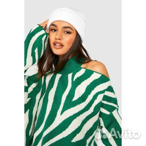 Трикотажный свитер с зебровым вырезом-лодочкой Boo