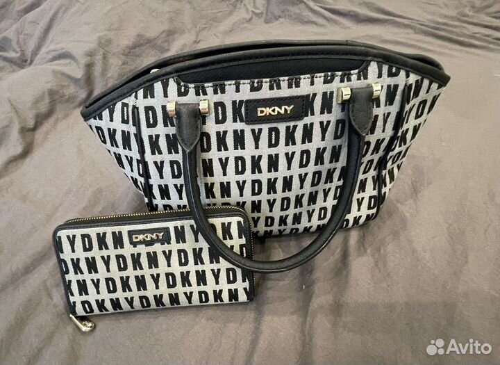 Dkny оригинальная сумка и портмоне черно-белая