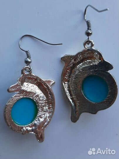 Серьги Дельфинчики с бирюзой