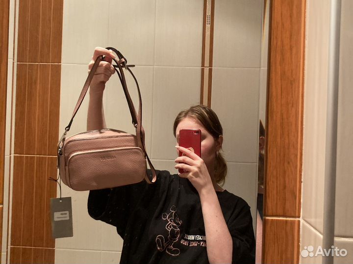Сумка розовая кожаная Abricot с биркой