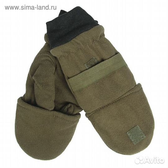 Перчатки рыбака, флис, цвет хаки