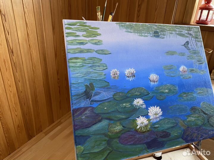 Картина живопись кувшинк пруд маслом на холсте