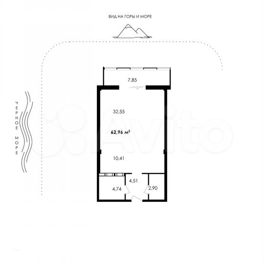 1-к. апартаменты, 63 м², 4/12 эт.