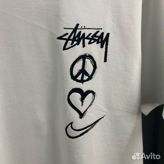 Футболка Stussy Nike logo найк сердце