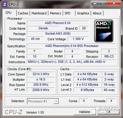 AMD Phenom II X2 555 BE (Phenom IIX4 B55)