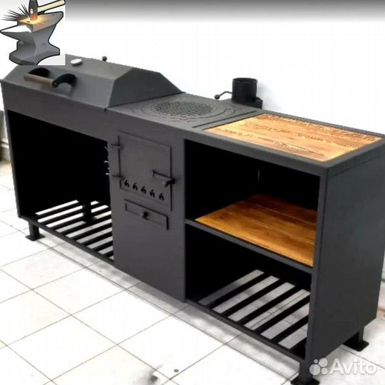 Мангал с печью и барбекю 4в1
