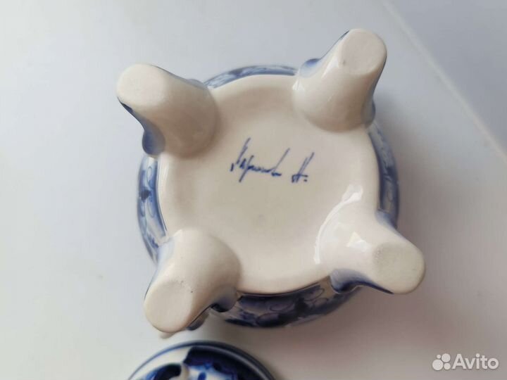 Гжель сахарница птица-феникс