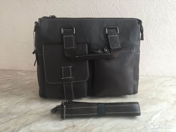 Мужская кожаная сумка на ремне натуральная кожа