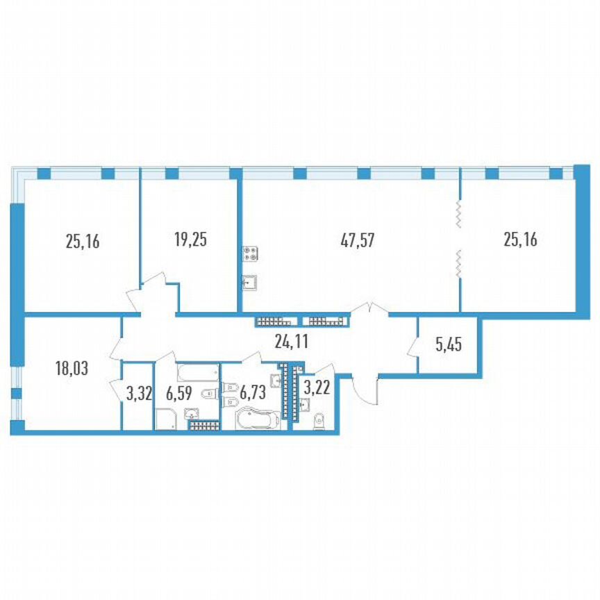 4-к. квартира, 180 м², 17/23 эт.