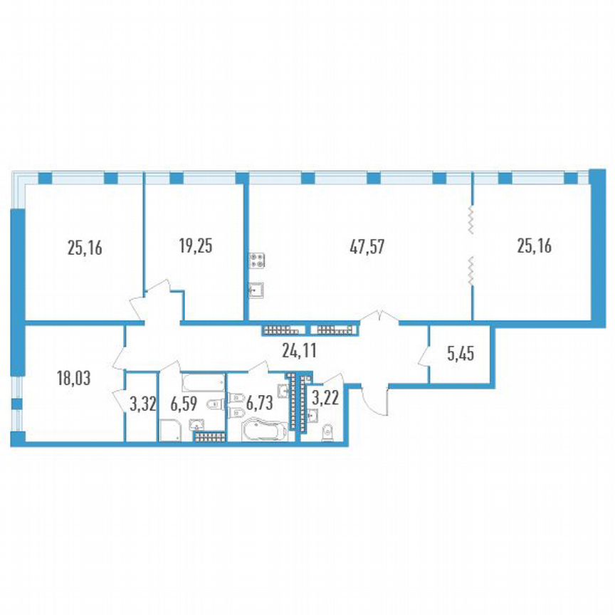 4-к. квартира, 180 м², 17/23 эт.