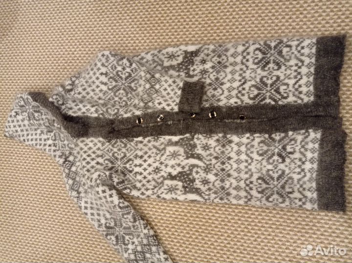 Пуховый длинный кардиган-пальто с капюшоном