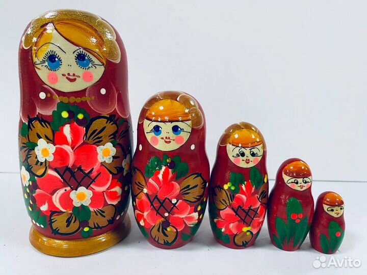 Матрешка 5 мест. Дерево, ручная роспись