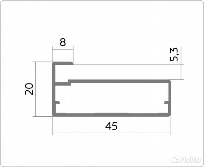 Профиль рамочный алюминиевый квадратный для стекла