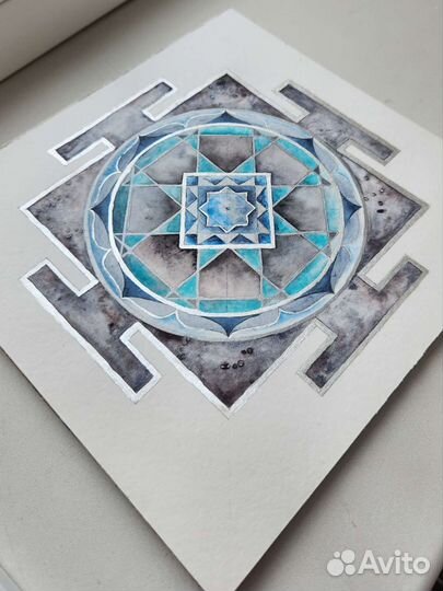 Янтра Сатурна. Акварель 25х25