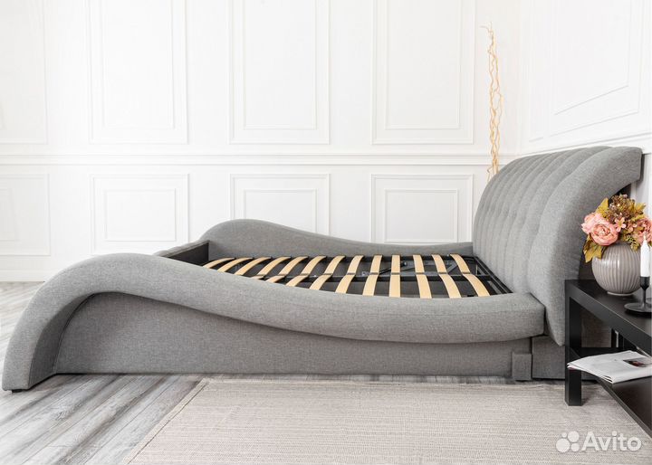 Кровать 200х200 серая рогожка мадрид