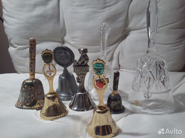 Колокольчики фарфор хрусталь стекло металл