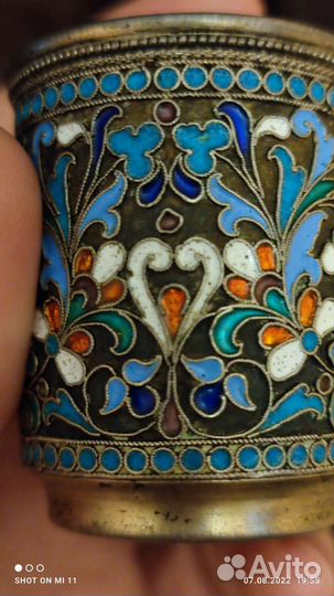 Стопка серебро 84 проба эмаль