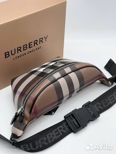 Поясная сумка burberry натуральная кожа мужская