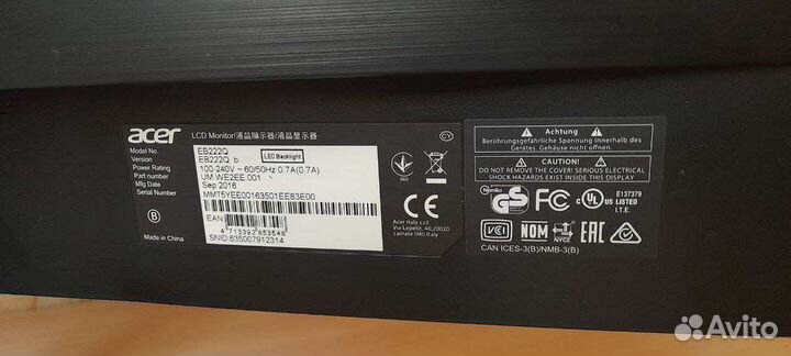 Монитор Acer Eb222Qb 21.5