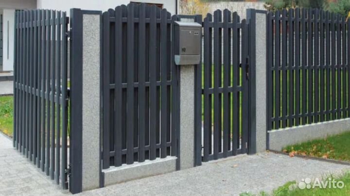 Забор из евроштакетника ,ворота под ключ
