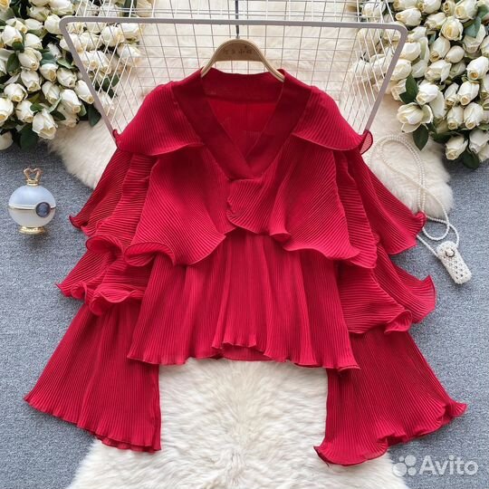 Блуза с воланами колокол 6 цветов