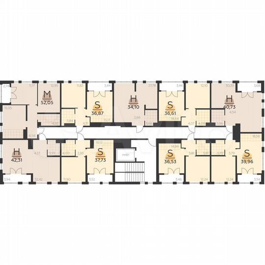 1-к. квартира, 42,3 м², 5/5 эт.