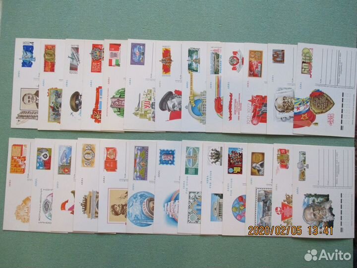 Комплект карточек с оригинальной маркой СССР