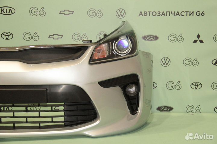 Бампер передний серебристый Kia Rio 17 - 20 год
